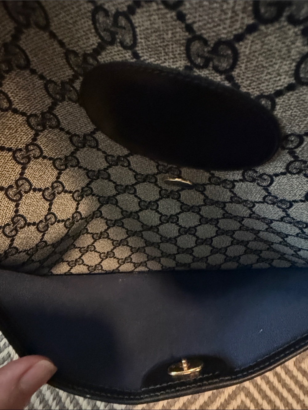 Gucci Beige & Navy GG Canvas Tote with Red and Blue Web Strap - Picture 11 of 11